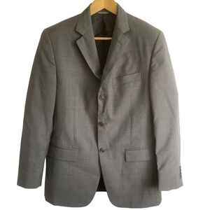 BARNEYS NEW YORK 48C Wool Sport Coat Suit Blazer Window Pane Check Gray Blue 48